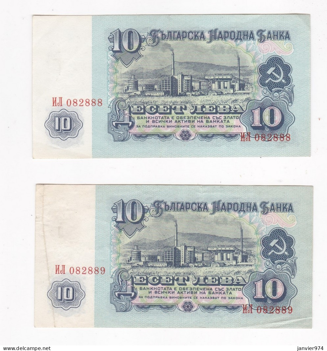 Bulgarie 2 Billets 10 Leva 1974 Numéro Qui Se Suive , 082888 – 082889 En TTB - Bulgaria