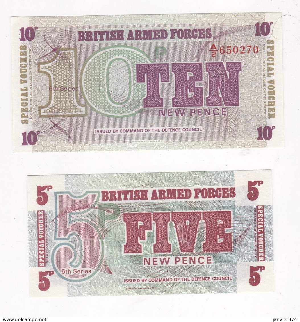 Grande Bretagne 2 Billets 5 Et 10 New Pence - 6th. Series - UNC - Fuerzas Armadas Británicas & Recibos Especiales