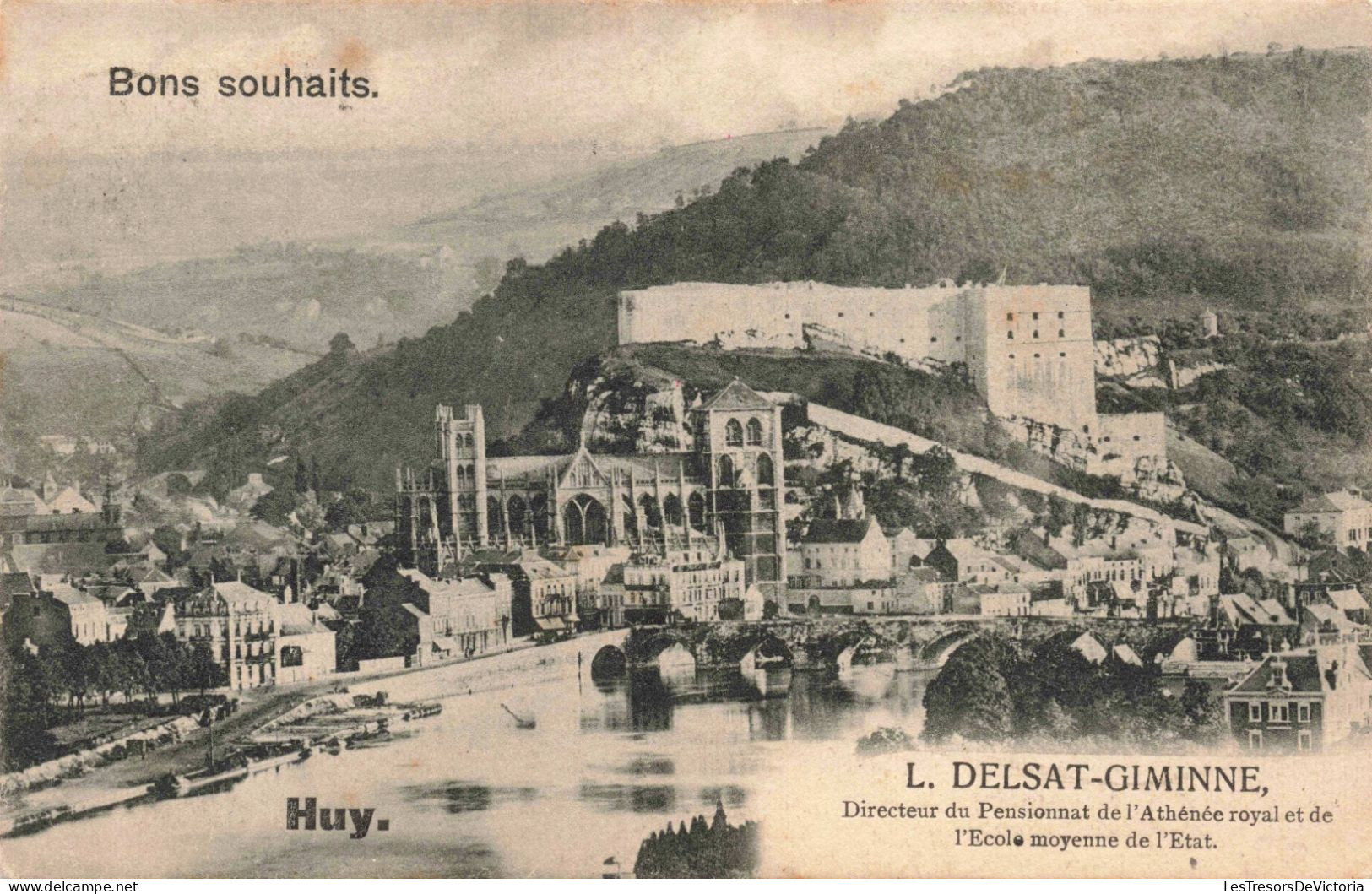 Belgique - Huy - Bons Souhaits - L. Delsat Giminne - Dir. Du Pensionnat De L'athénée Royal - Carte Postale Ancienne - Hoei