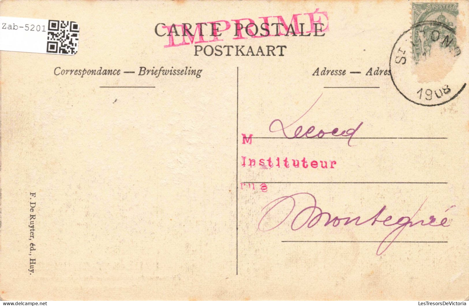 Belgique - Huy - Bons Souhaits - L. Delsat Giminne - Dir. Du Pensionnat De L'athénée Royal - Carte Postale Ancienne - Hoei