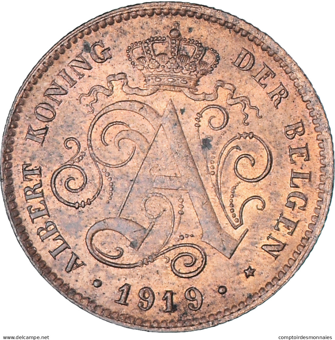 Monnaie, Belgique, Albert I, 2 Centimes, 1919, TTB+, Cuivre, KM:65 - 2 Centimes