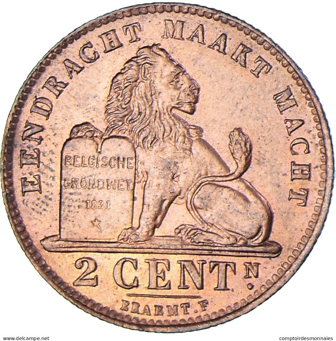 Monnaie, Belgique, Albert I, 2 Centimes, 1919, TTB+, Cuivre, KM:65 - 2 Cents