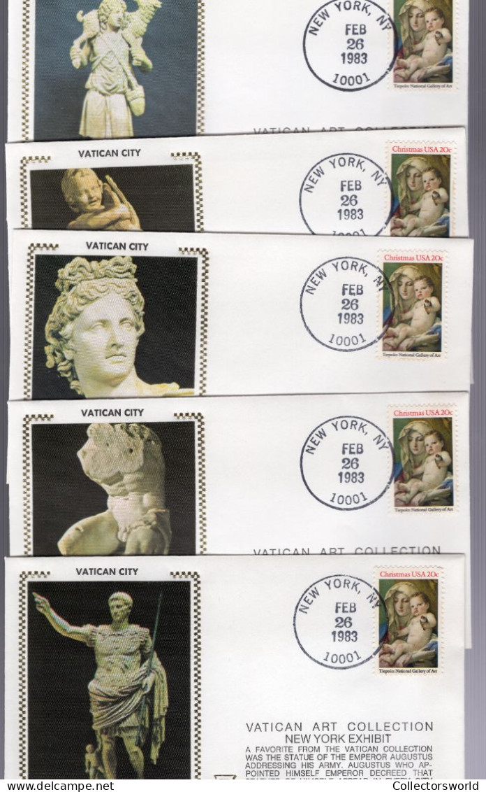 USA Official Set Of 5 FDC's Vatican Art Collection New York Exhibit 1983 - Vatican Limited Edition Series - 1981-1990