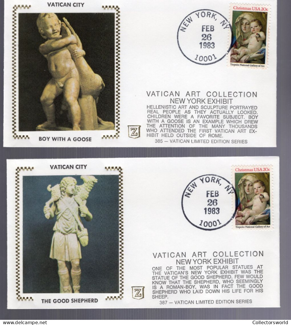 USA Official Set Of 5 FDC's Vatican Art Collection New York Exhibit 1983 - Vatican Limited Edition Series - 1981-1990