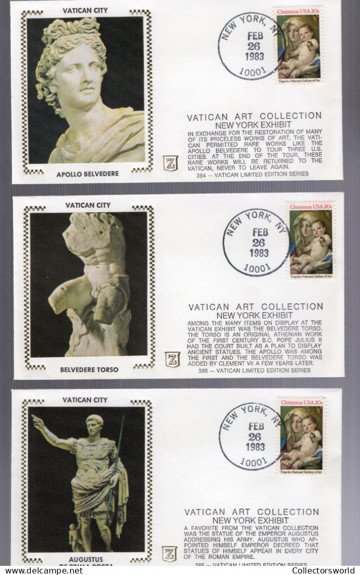 USA Official Set Of 5 FDC's Vatican Art Collection New York Exhibit 1983 - Vatican Limited Edition Series - 1981-1990