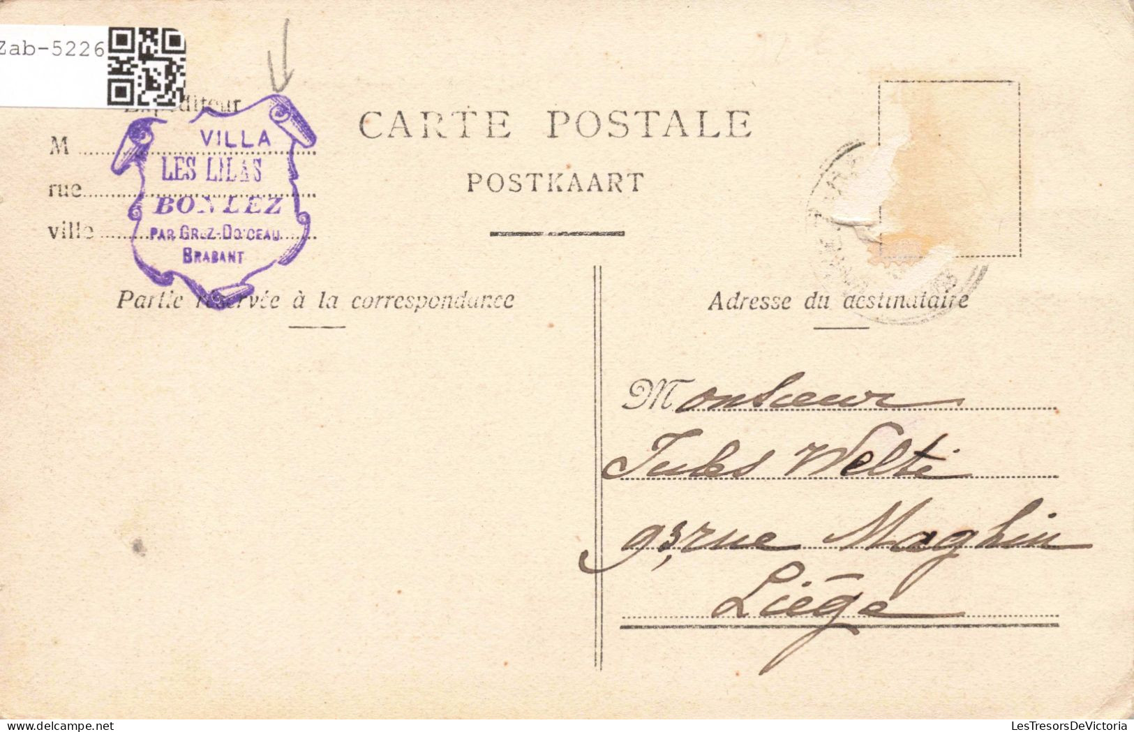 Belgique - Grez Doiceau - Les Clématites - Imprimerie Michaux -  Cachet Villa Les Lilas - Carte Postale Ancienne - Grez-Doiceau
