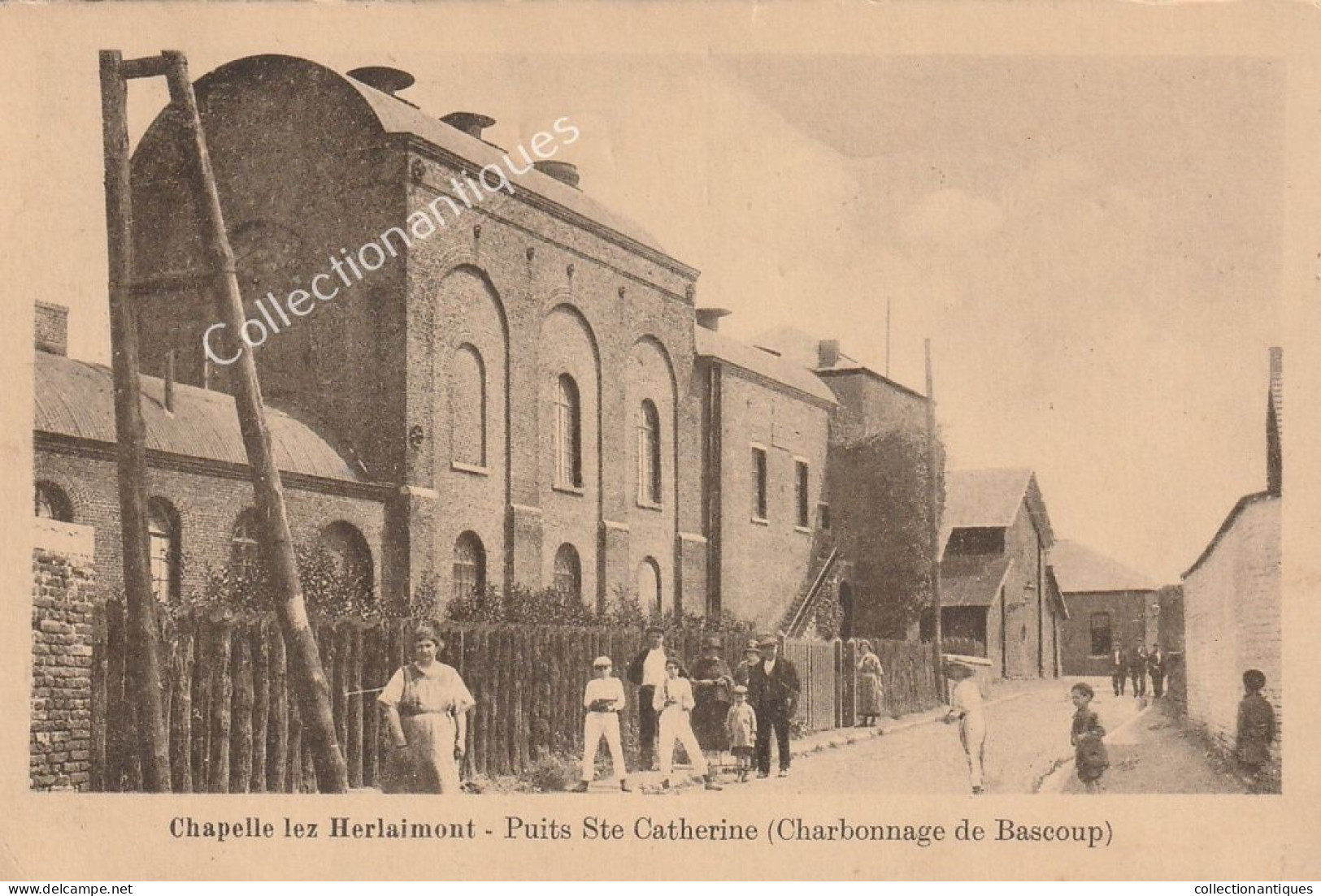 CPA Chapelle Lez Herlaimont Puits Ste Catherine (Charbonnage Bascoup)  Circulée - Divisée - TB - Surtaxe 0,30 Frs - 1937 - Chapelle-lez-Herlaimont