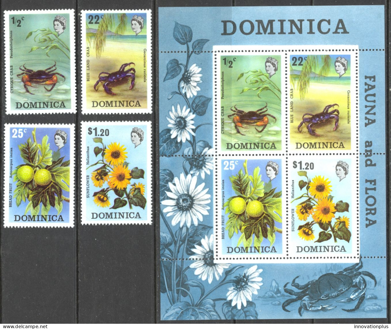 Dominica Sc# 368-371a MNH 1973 QEII Flora & Fauna - Dominica (...-1978)