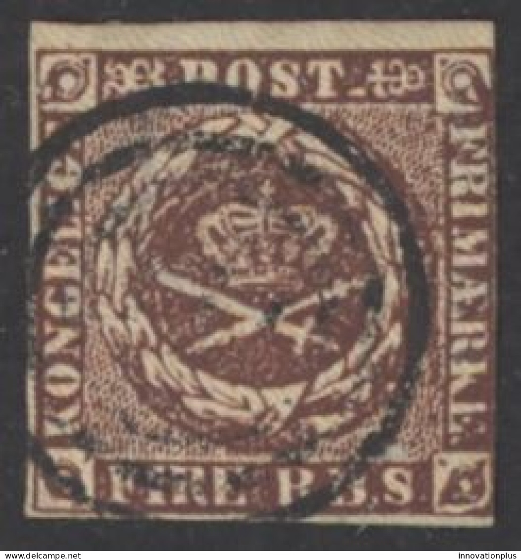 Denmark Sc# 2 Used 1851 4rs Brown Royal Emblem - Gebraucht