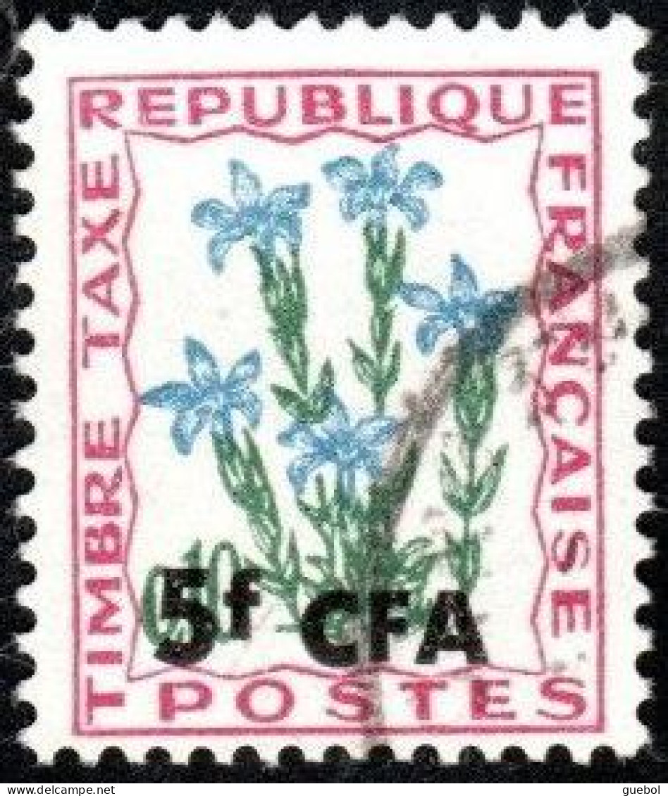 Réunion Obl. N° Taxe 49 - Fleur Des Champs - La Gentiane - Surcharge De 5f CFA - Segnatasse