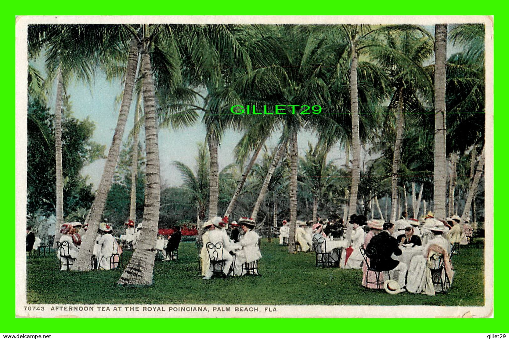 PALM BEACH, FL - AFTERNOON TEA AT THE ROYAL POINCIANA - WELL ANIMATED - PHOSTINT CARD - - Palm Beach
