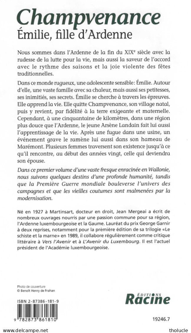 Champvenance, Emilie Fille D'Ardenne-J.Mergeai Auteur Belge De L'Ardenne Luxembourgeoise Et Gaume,né à Mortinsart-Etalle - Belgische Autoren