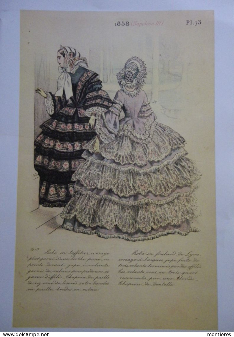 Lot 10 Reproductions De Gravures En Couleurs MODE Du XIXème Siècle - Extraits Du Journal Des Demoiselles. - Vor 1900