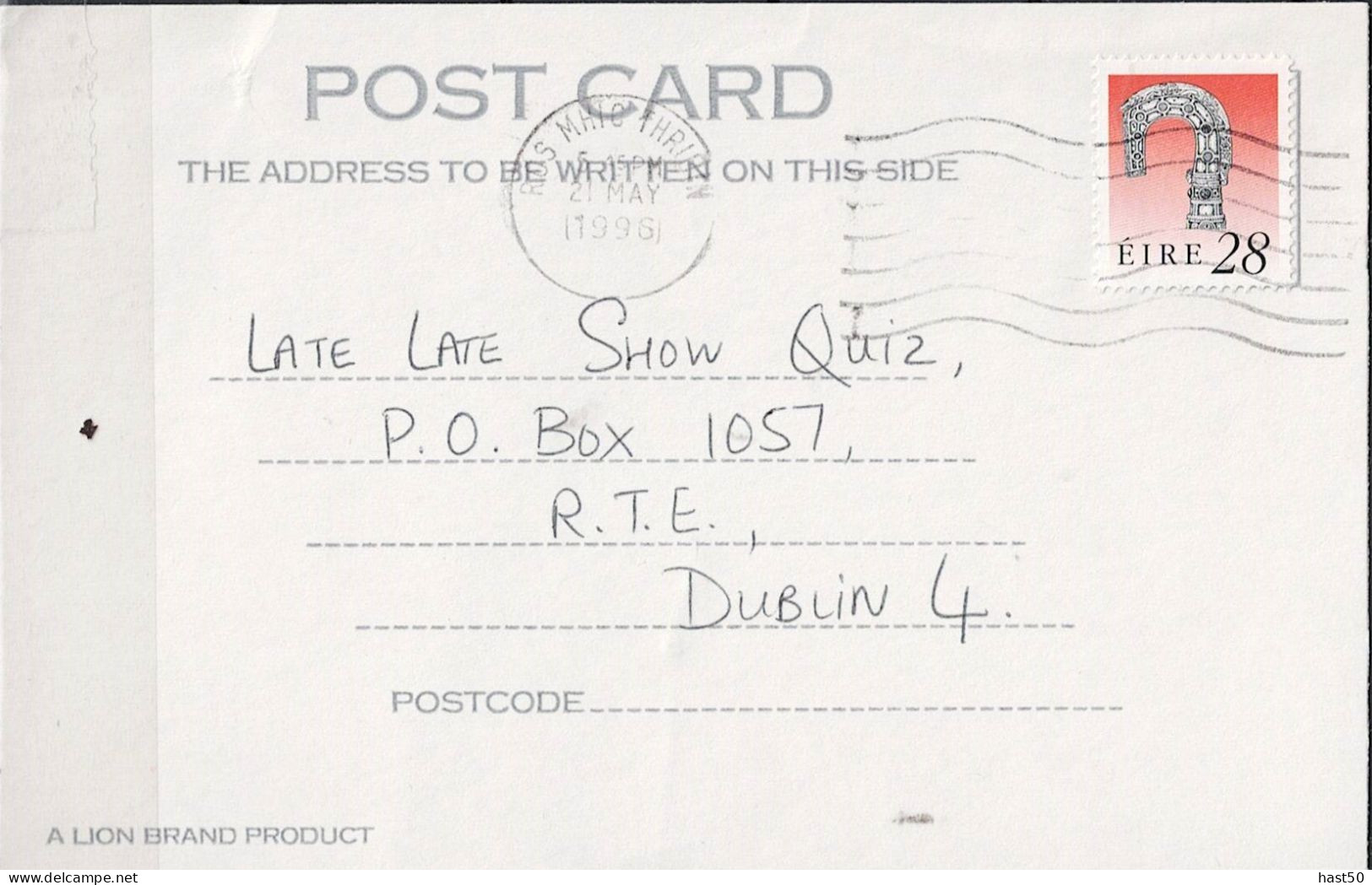 Irland Ireland Irlande - Postkarte Mit Bischofsstab Von Lismore (MiNr: 750) 1996 - Cartas & Documentos