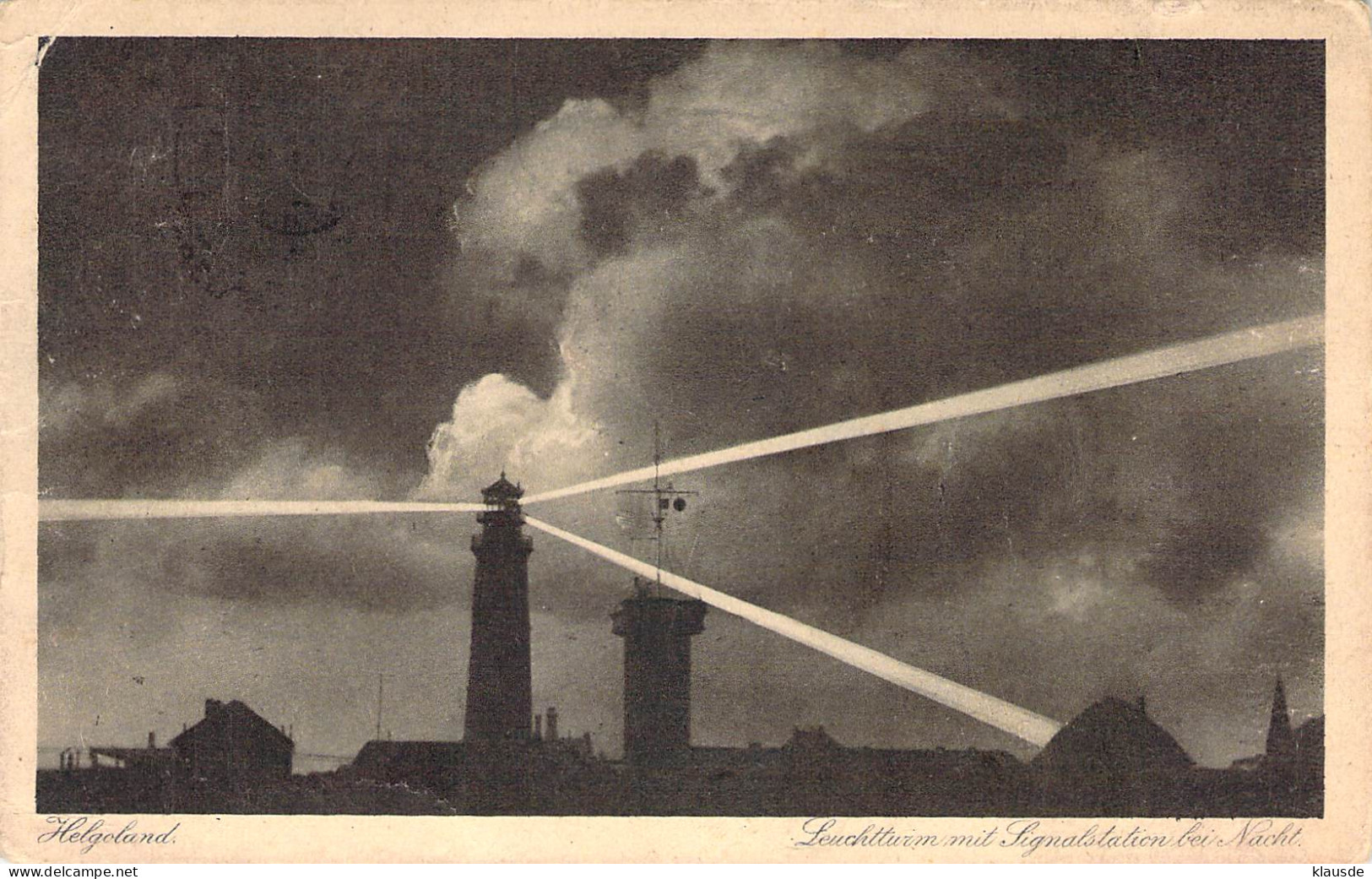Helgoland - Leuchtturm Mit Signalstation Bei Nacht 1926 - Helgoland