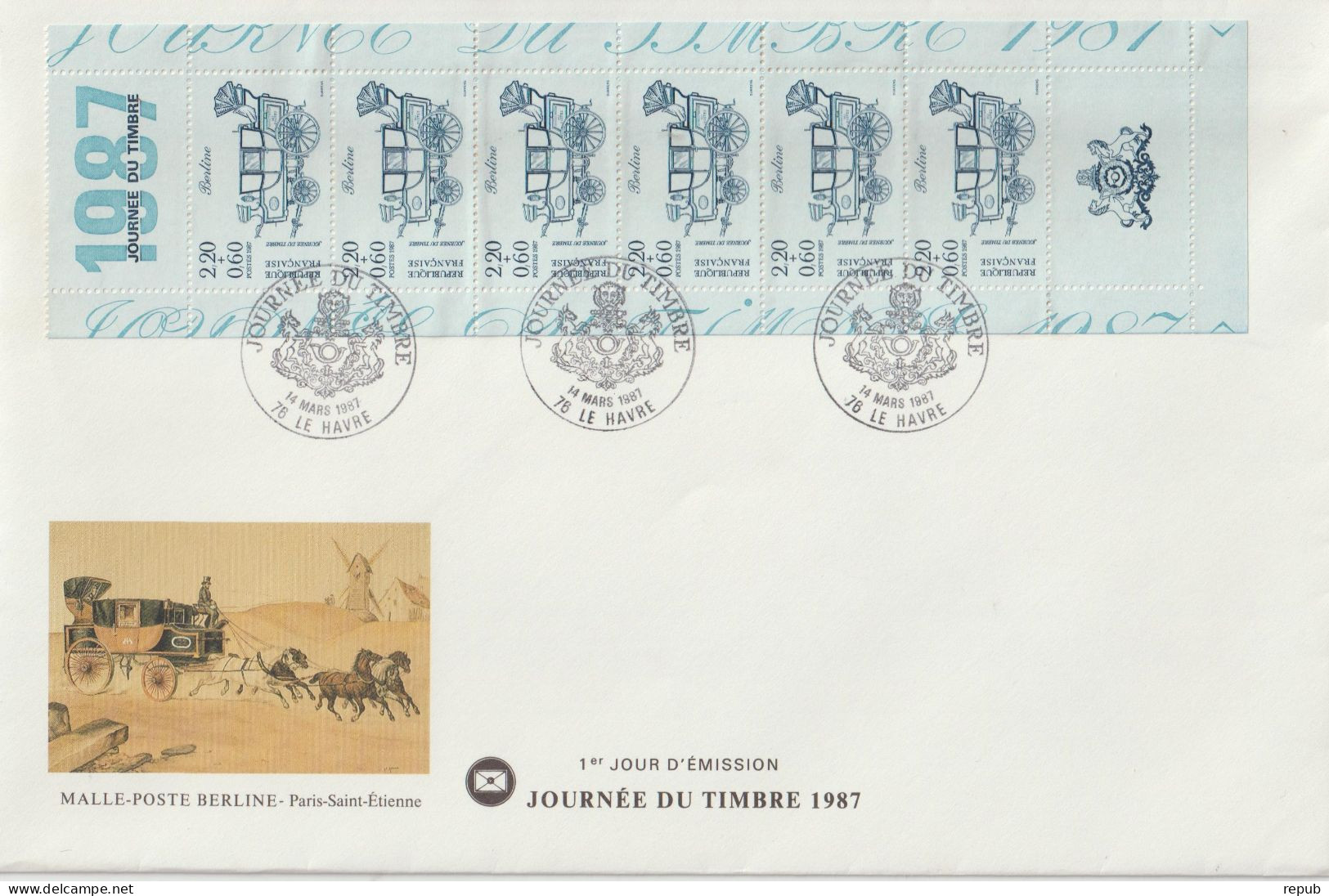 France FDC Grand Format 1987 Journée Du Timbre BC 2469A - 1980-1989