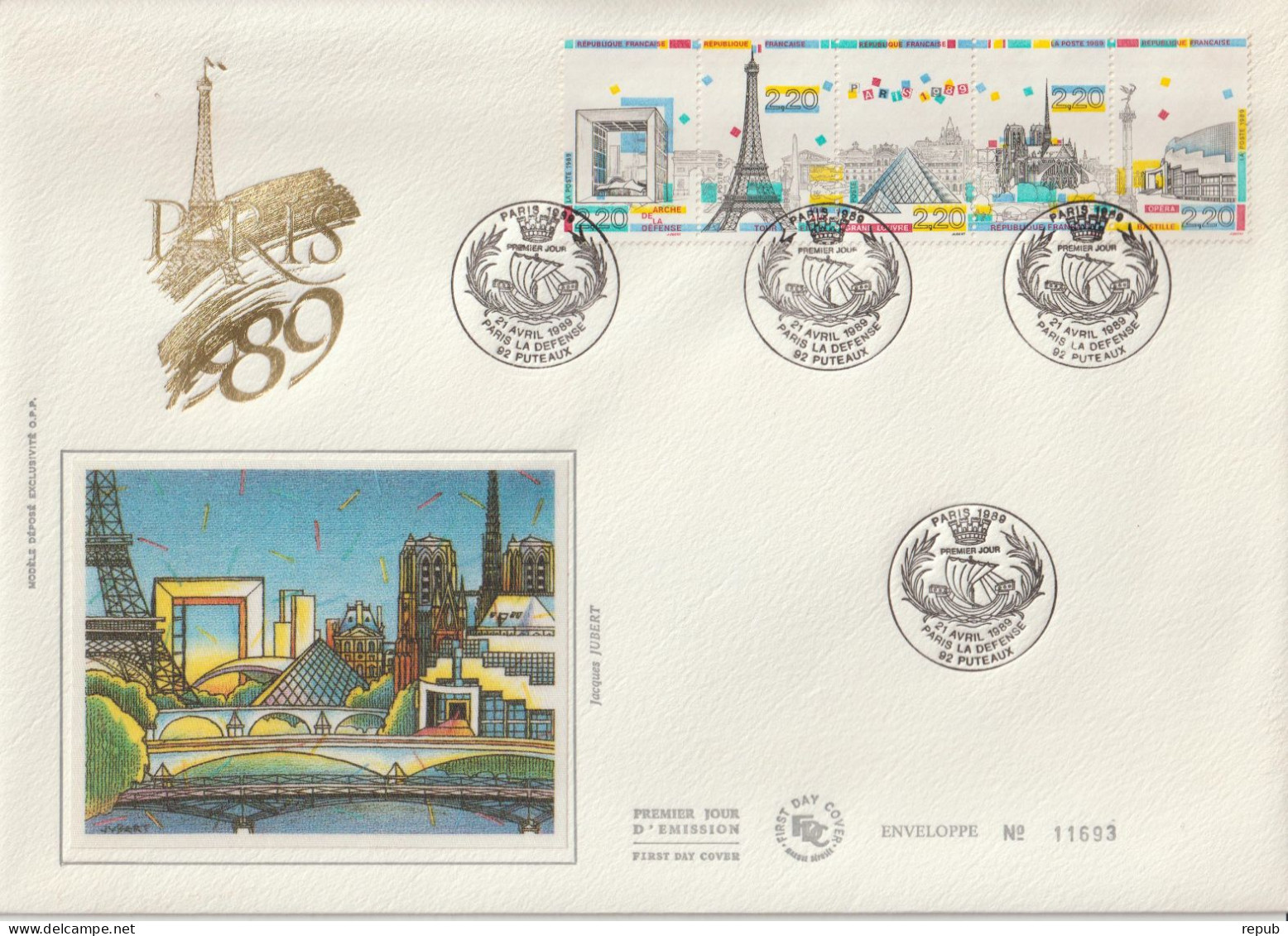 France FDC Grand Format 1989 Panorama De Paris BC2583A - 1980-1989