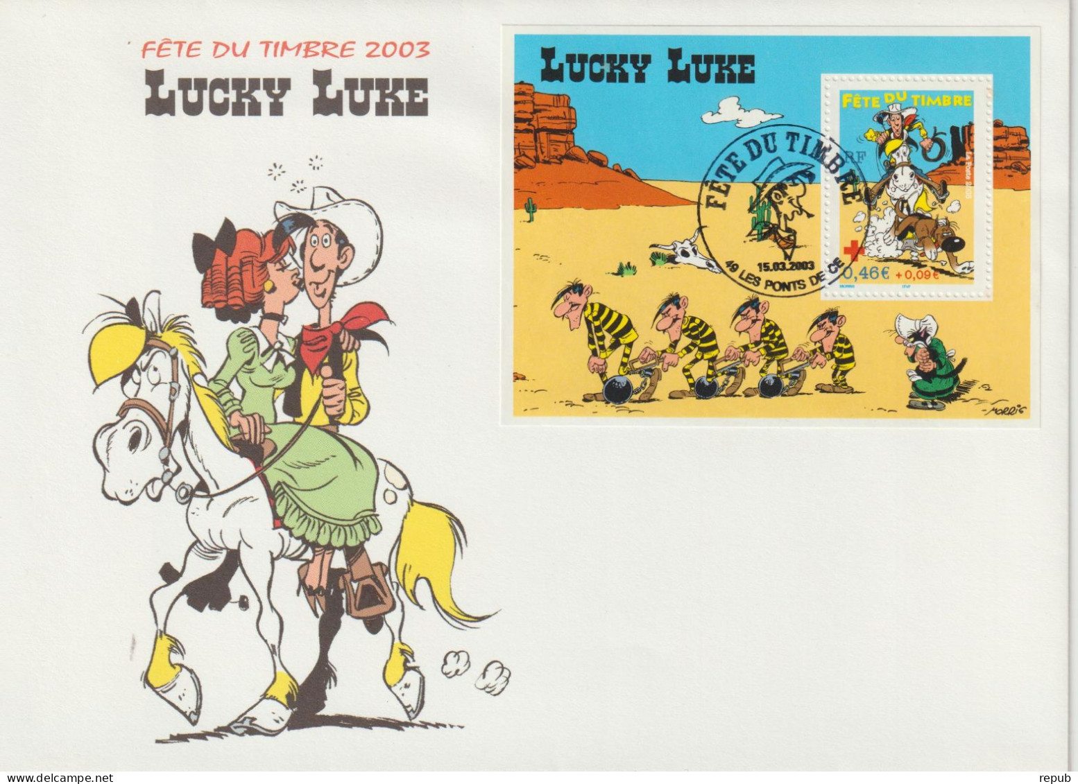 France FDC Grand Format 2003 Lucky Luke BF 55 - 2000-2009