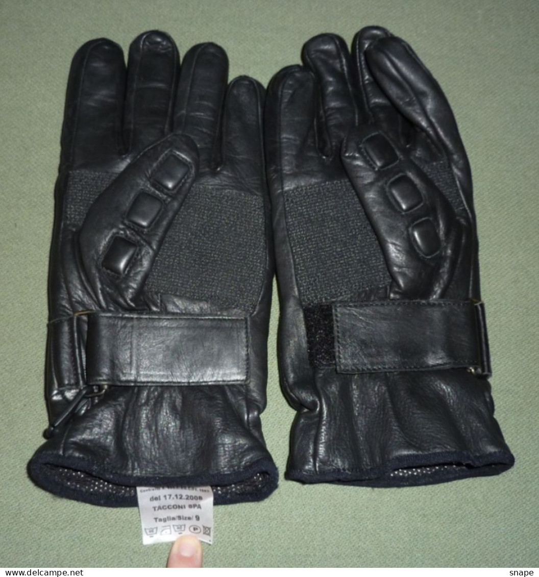Polizia Guanti Tattici Pesanti Ordine Pubblico - Nuovi - Italian Police Leather Gloves - NOS - Originali  (267) 9 Size - Police & Gendarmerie