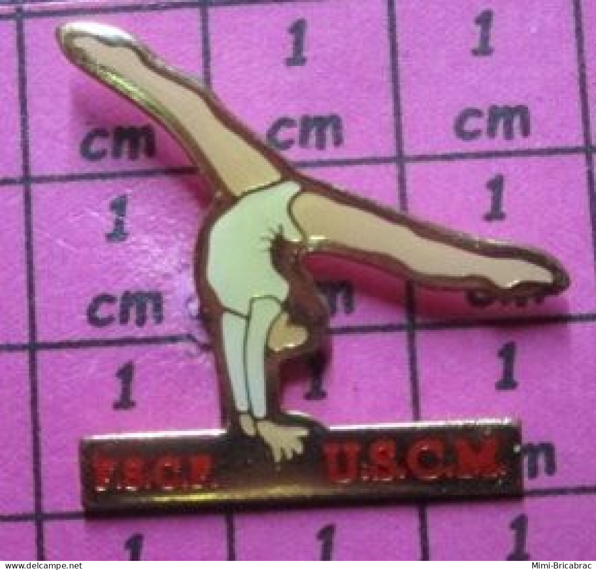 211c Pin's Pins / Beau Et Rare / SPORTS / GYMNASTIQUE FEMININE Fédération Sportive Et Culturelle De France USCM - Gymnastics