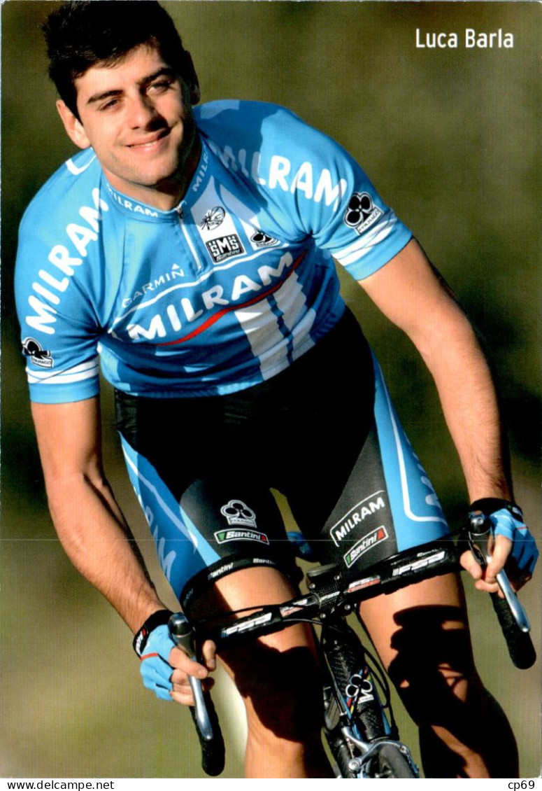 Carte Cyclisme Cycling Ciclismo サイクリング Format Cpm Equipe Cyclisme Pro Team Milram Luca Barla Italie En Superbe.Etat - Radsport