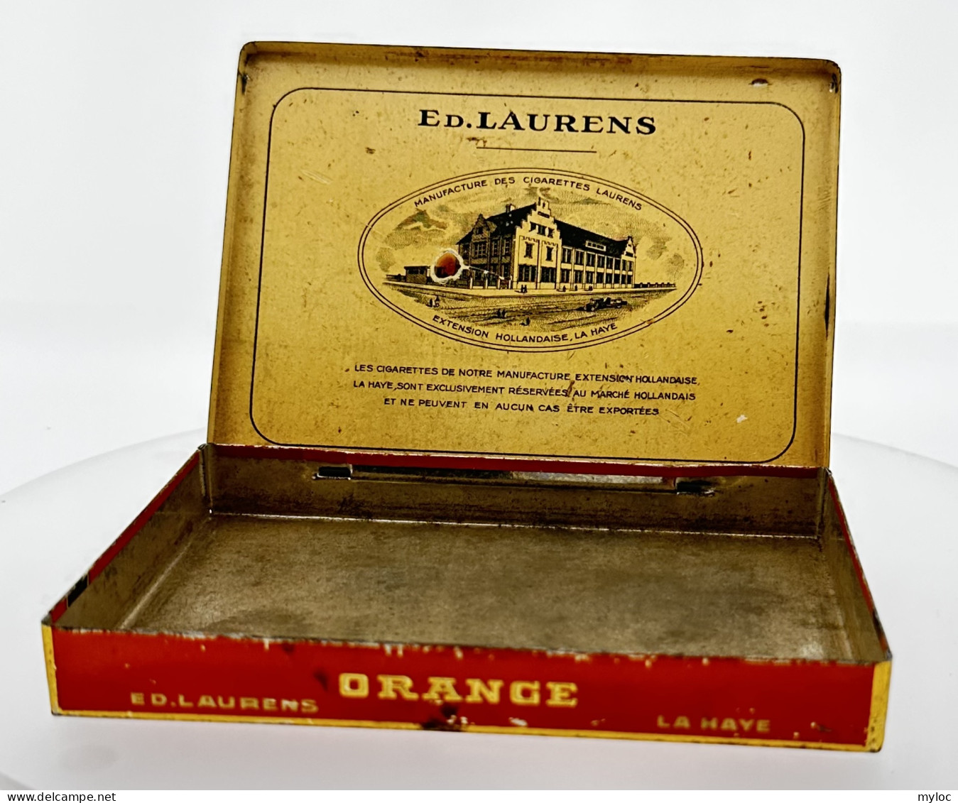 2x Ancienne Boite à Cigarettes Vide En Métal. Ed. LAURENS. Prince De Monaco + Le Khédive Orange. Lot De 2 Boites. - Tabaksdozen (leeg)