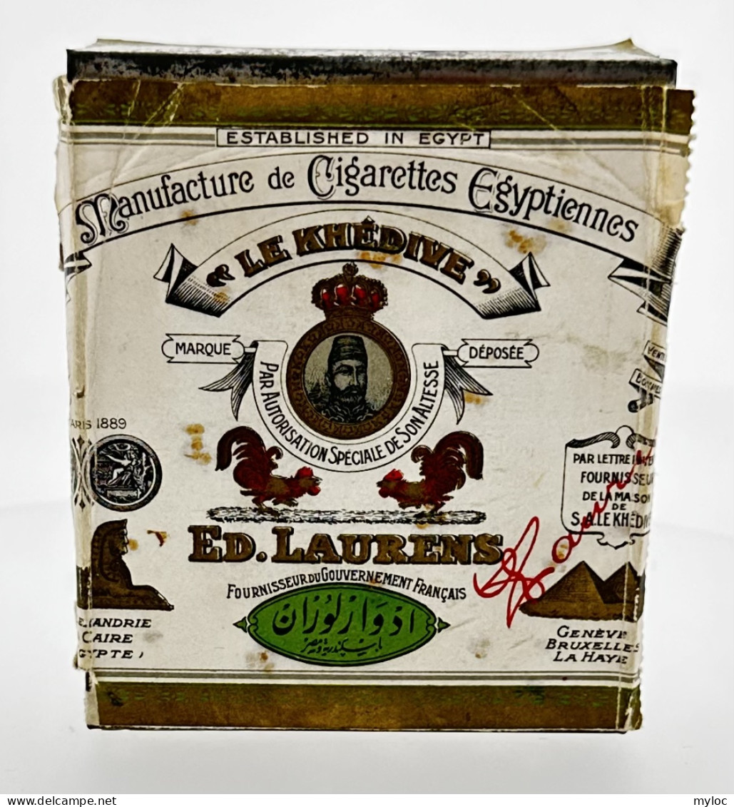 Ancienne Boite à Cigarettes Vide En Métal. Ed. LAURENS, "LE KHEDIVE". - Schnupftabakdosen (leer)