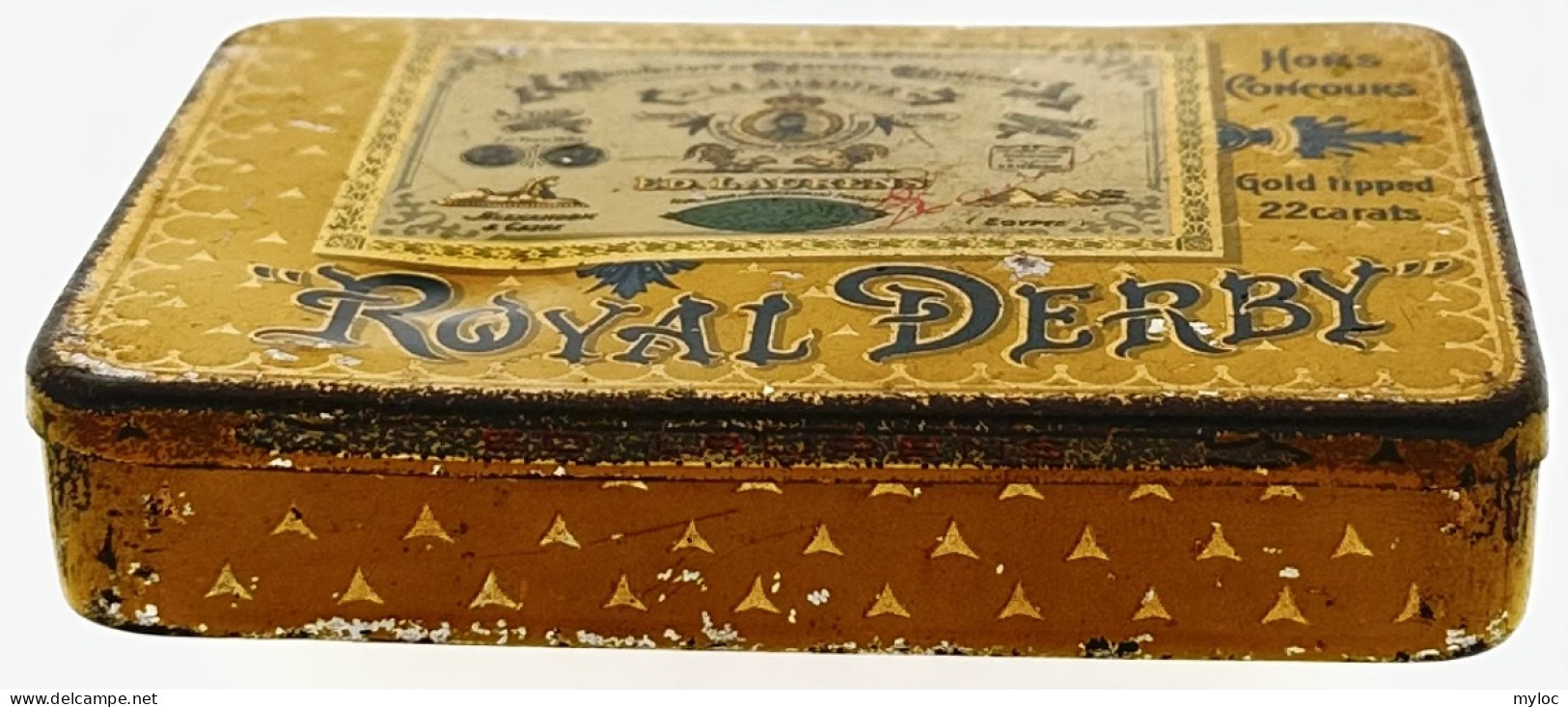 Ancienne Boite à Cigarettes Vide En Métal. Ed. LAURENS.  "ROYAL DERBY", Le Khédive. - Empty Tobacco Boxes