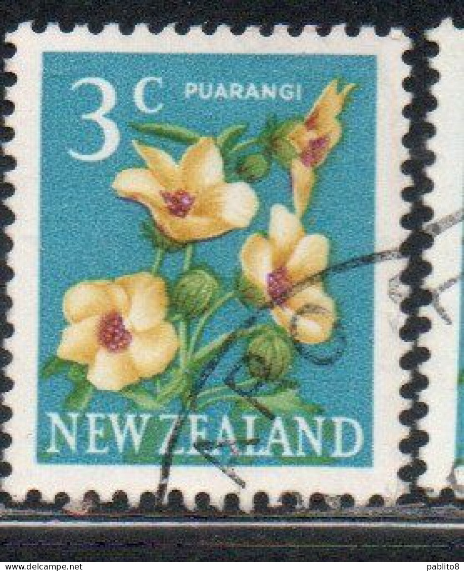 NEW ZEALAND NUOVA ZELANDA 1967 1970 FLORA HIBISCUS FLOWER 3c USED USATO OBLITERE' - Oblitérés