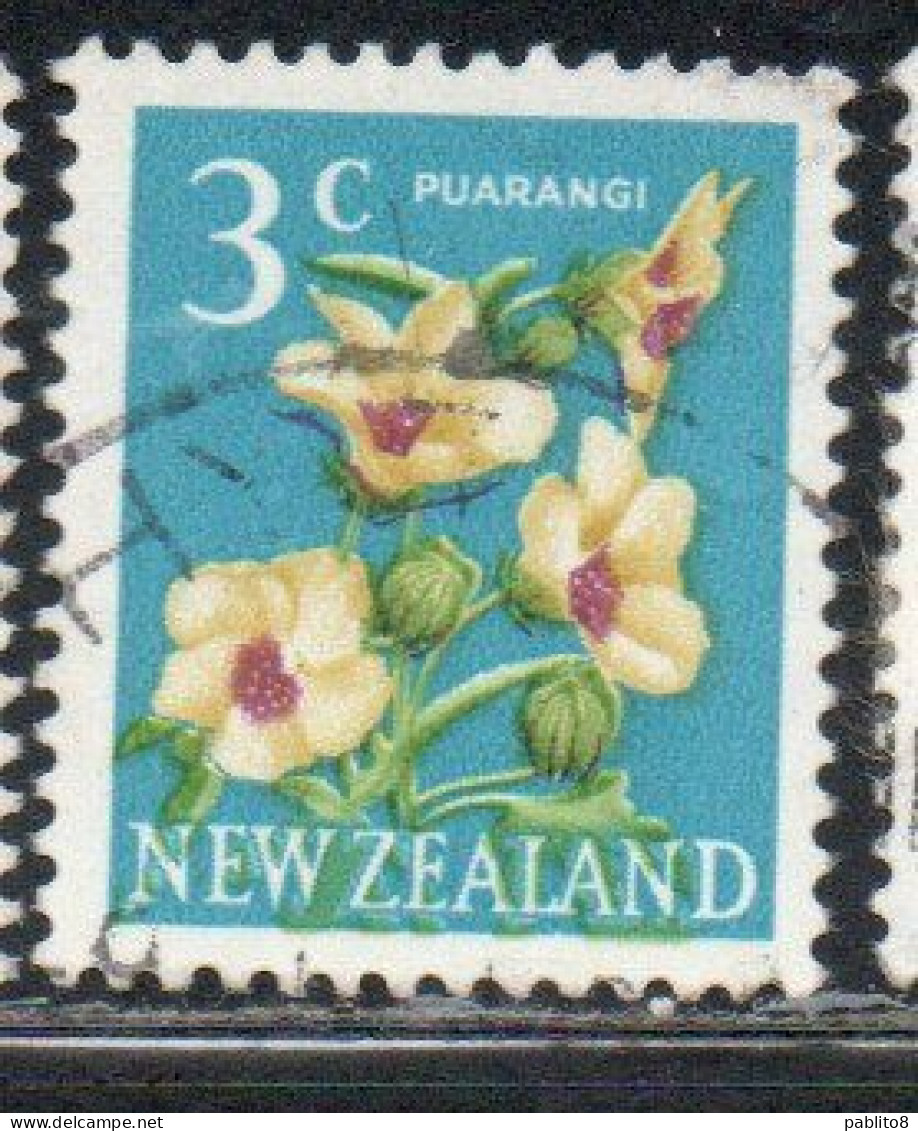 NEW ZEALAND NUOVA ZELANDA 1967 1970 FLORA HIBISCUS FLOWER 3c USED USATO OBLITERE' - Gebruikt