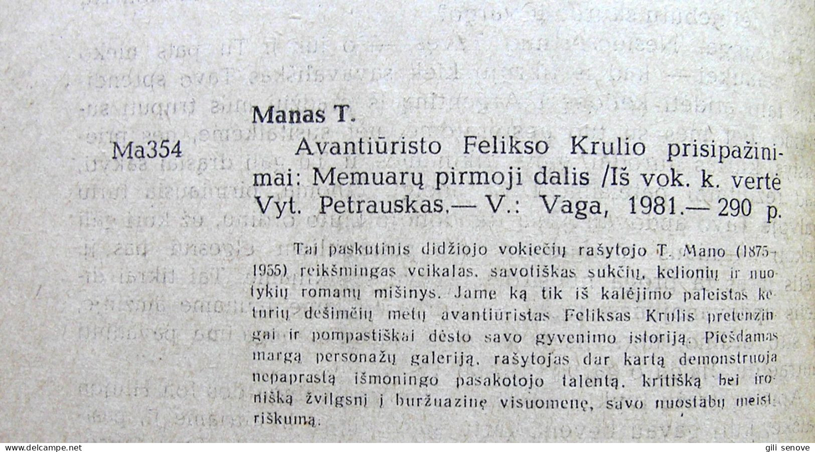 Lithuanian Book / Avantiūristo Felikso Krulio Prisipažinimai 1981 - Romans