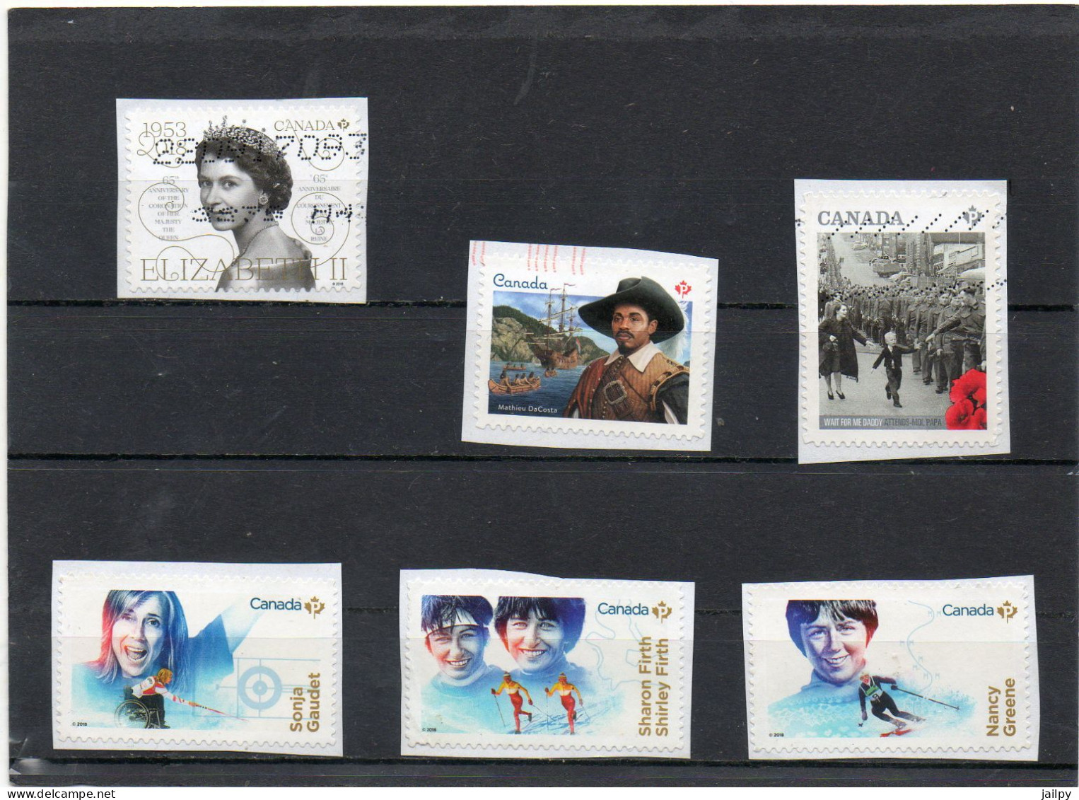 CANADA  6 Timbres   2014,  2017 Et 2018   Sur Fragment  Oblitérés - Used Stamps