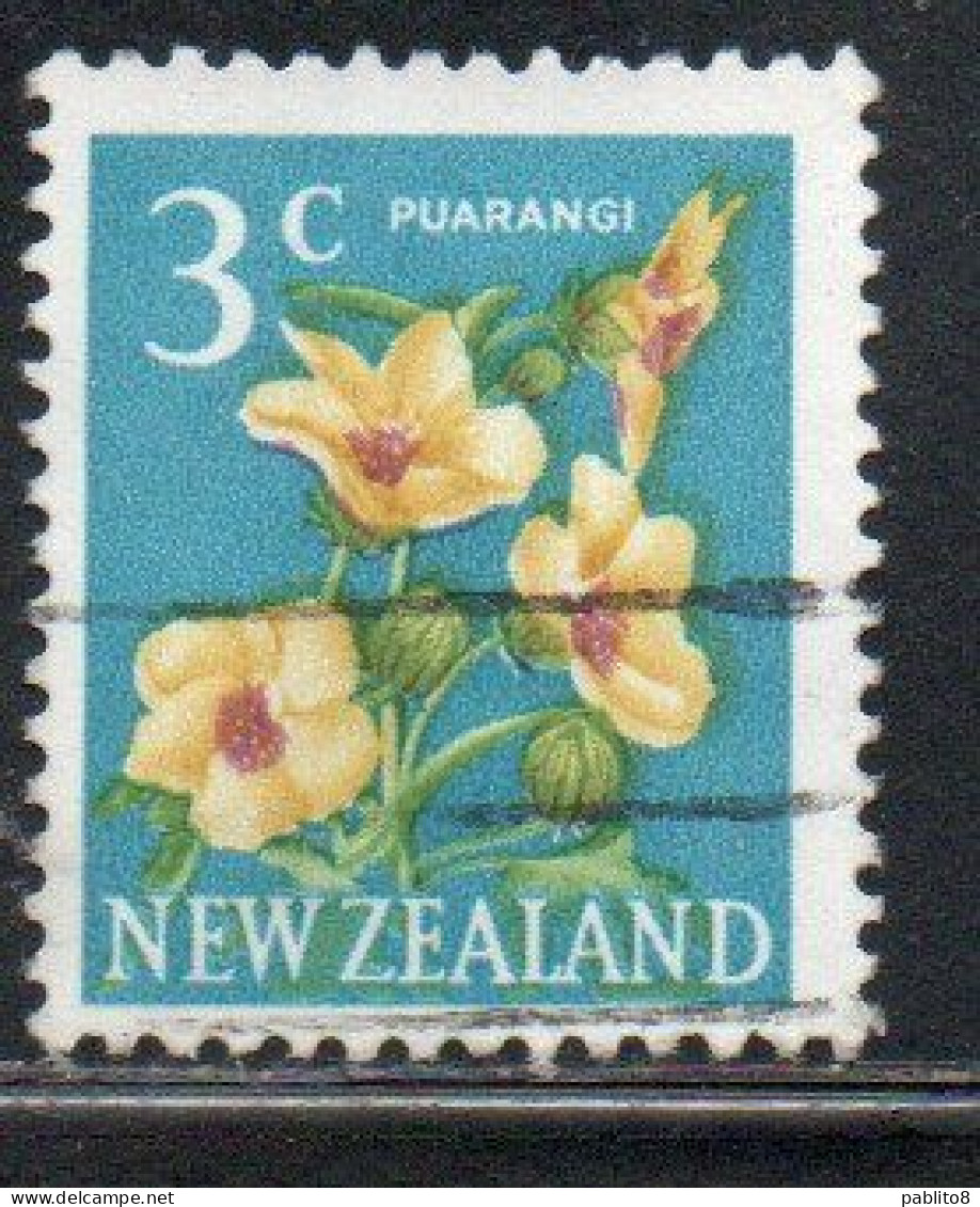 NEW ZEALAND NUOVA ZELANDA 1967 1970 FLORA HIBISCUS FLOWER 3c USED USATO OBLITERE' - Gebruikt