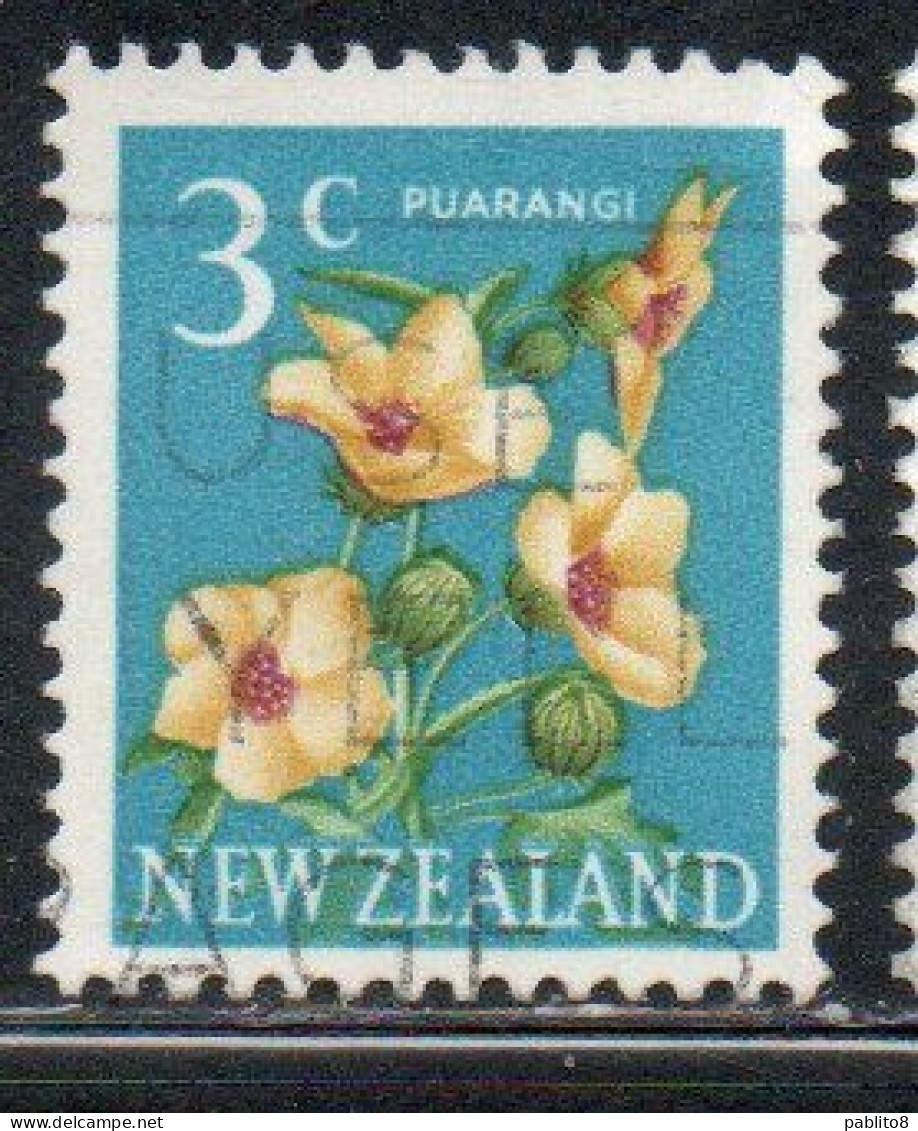 NEW ZEALAND NUOVA ZELANDA 1967 1970 FLORA HIBISCUS FLOWER 3c USED USATO OBLITERE' - Oblitérés