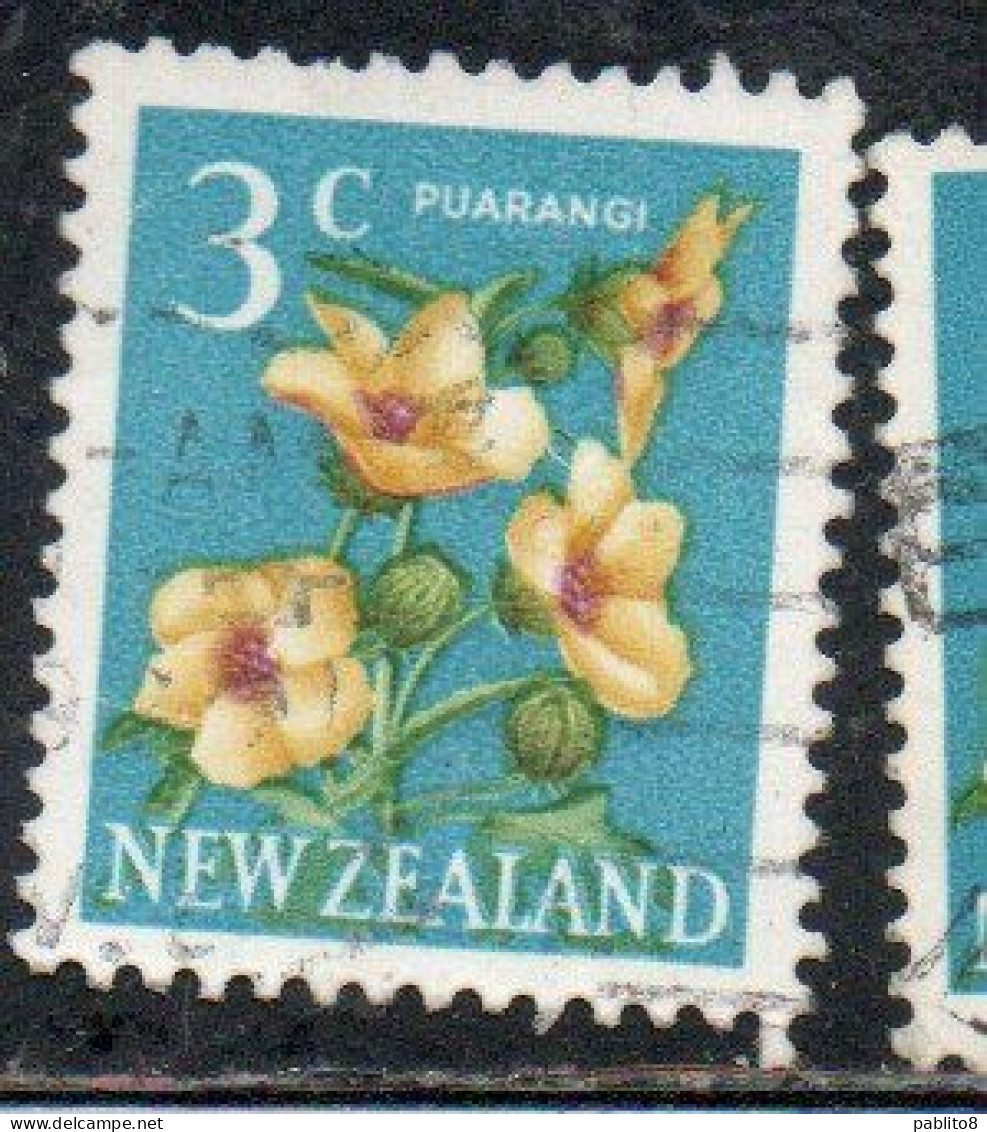 NEW ZEALAND NUOVA ZELANDA 1967 1970 FLORA HIBISCUS FLOWER 3c USED USATO OBLITERE' - Gebraucht