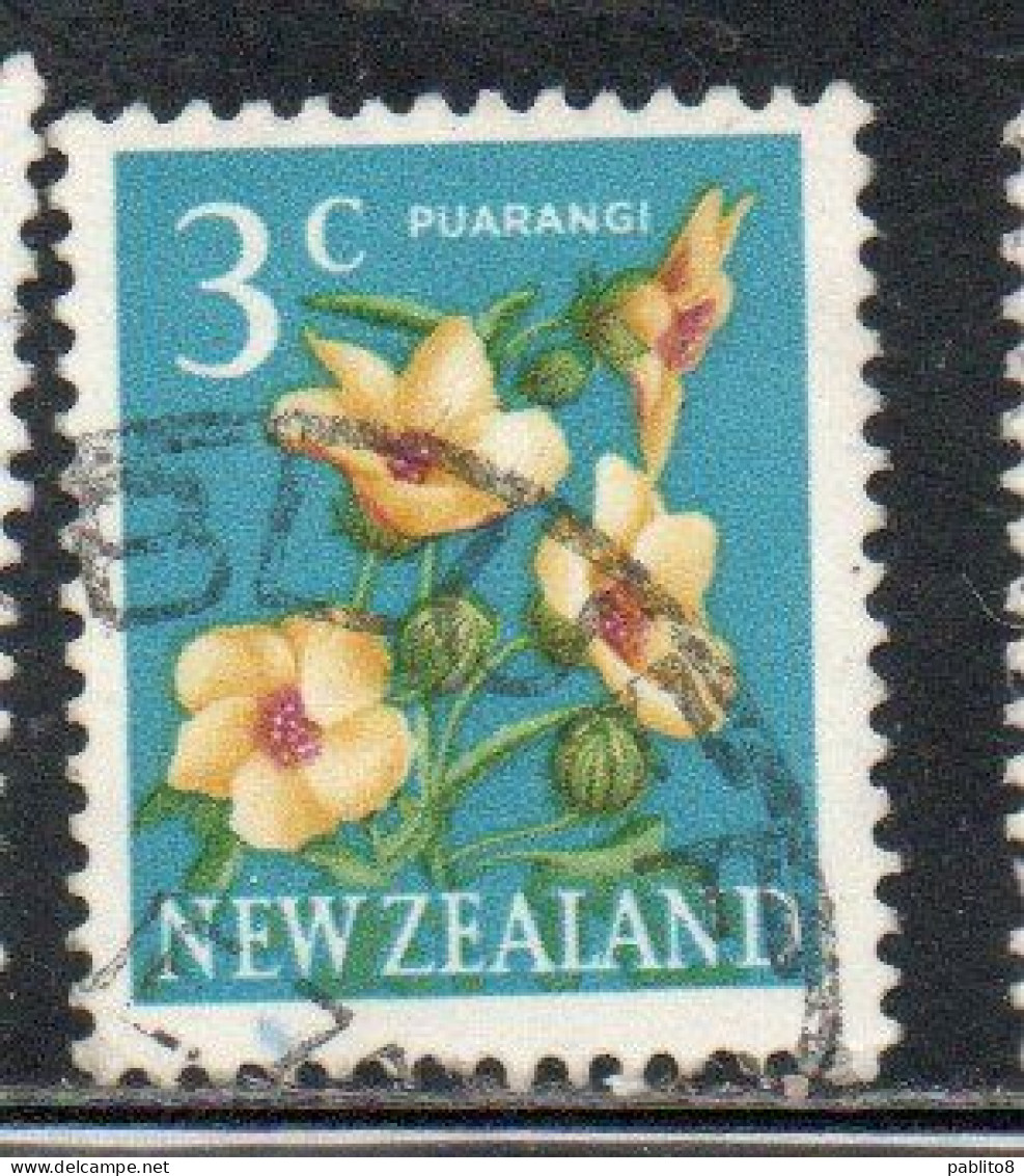 NEW ZEALAND NUOVA ZELANDA 1967 1970 FLORA HIBISCUS FLOWER 3c USED USATO OBLITERE' - Oblitérés
