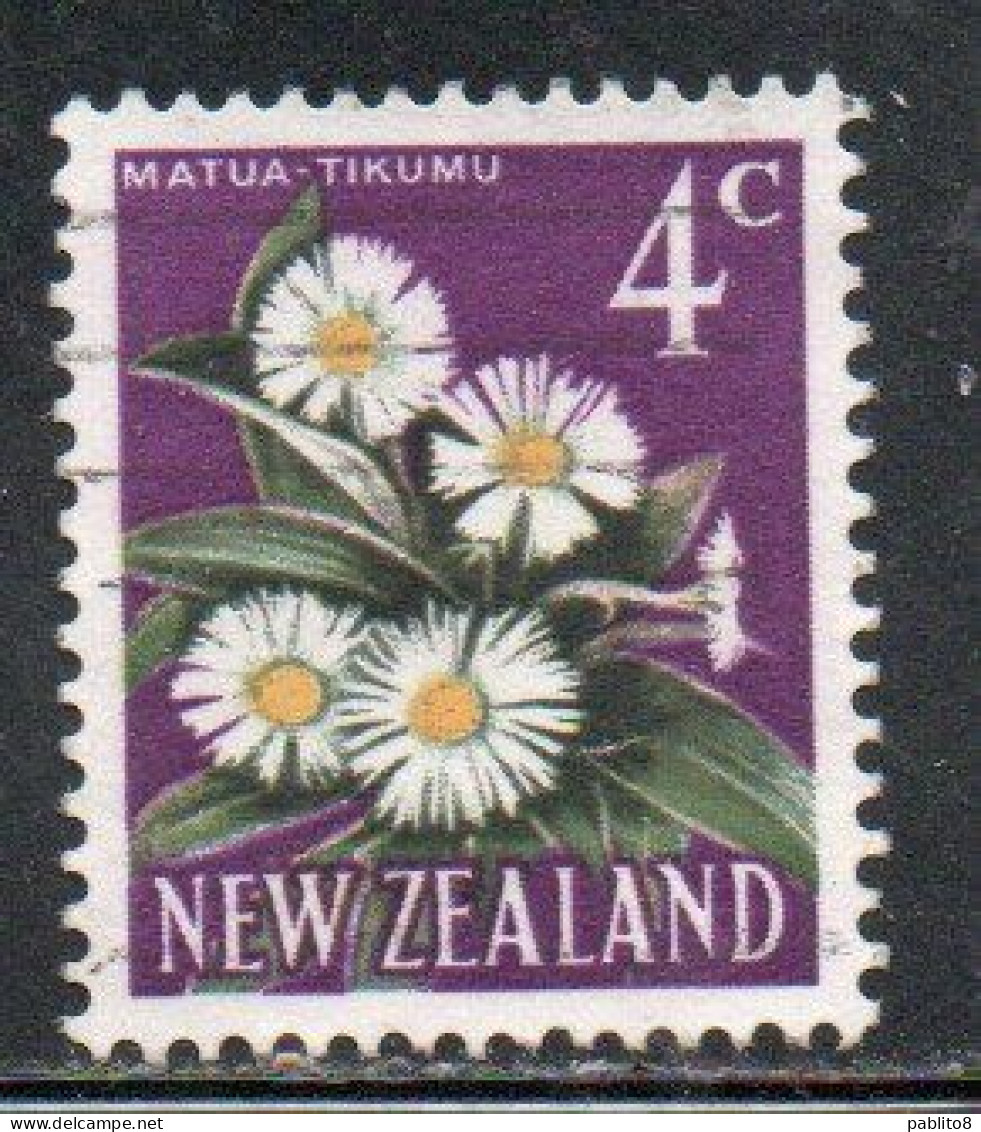 NEW ZEALAND NUOVA ZELANDA 1967 1970 FLORA MOUNTAIN DAISY FLOWER 4c USED USATO OBLITERE' - Gebraucht