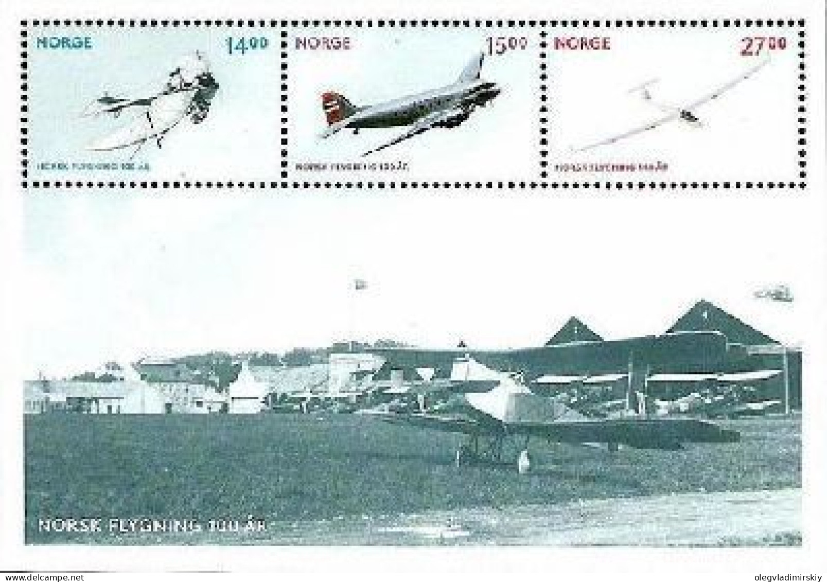 Norway Norvege Norwegen 2012 100 Years Of The Norwegian Aviation Set Of 3 Stamps Mint - Blocchi & Foglietti