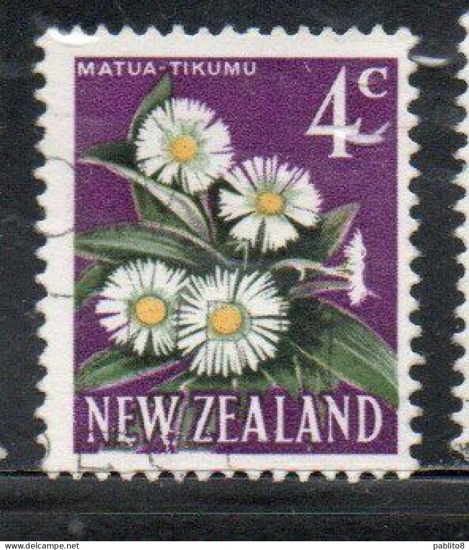 NEW ZEALAND NUOVA ZELANDA 1967 1970 FLORA MOUNTAIN DAISY FLOWER 4c USED USATO OBLITERE' - Gebruikt