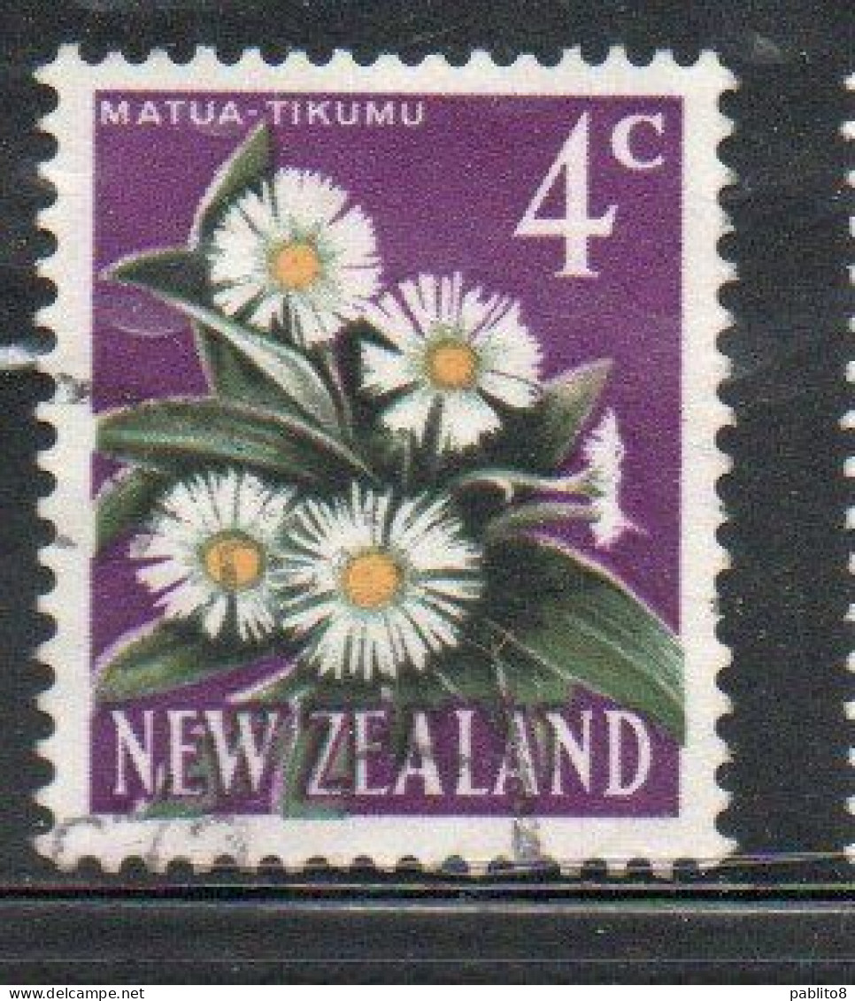 NEW ZEALAND NUOVA ZELANDA 1967 1970 FLORA MOUNTAIN DAISY FLOWER 4c USED USATO OBLITERE' - Gebruikt