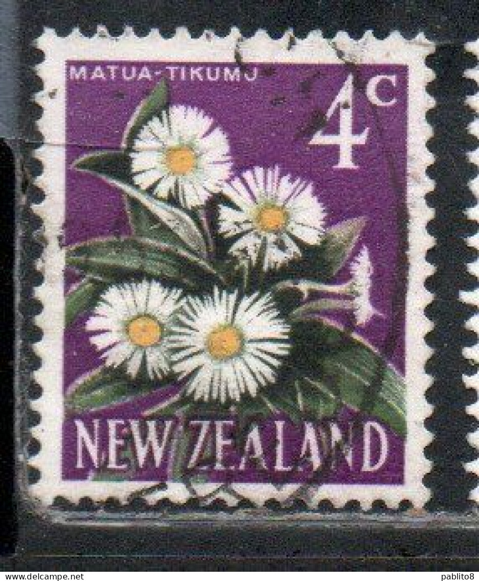 NEW ZEALAND NUOVA ZELANDA 1967 1970 FLORA MOUNTAIN DAISY FLOWER 4c USED USATO OBLITERE' - Gebruikt