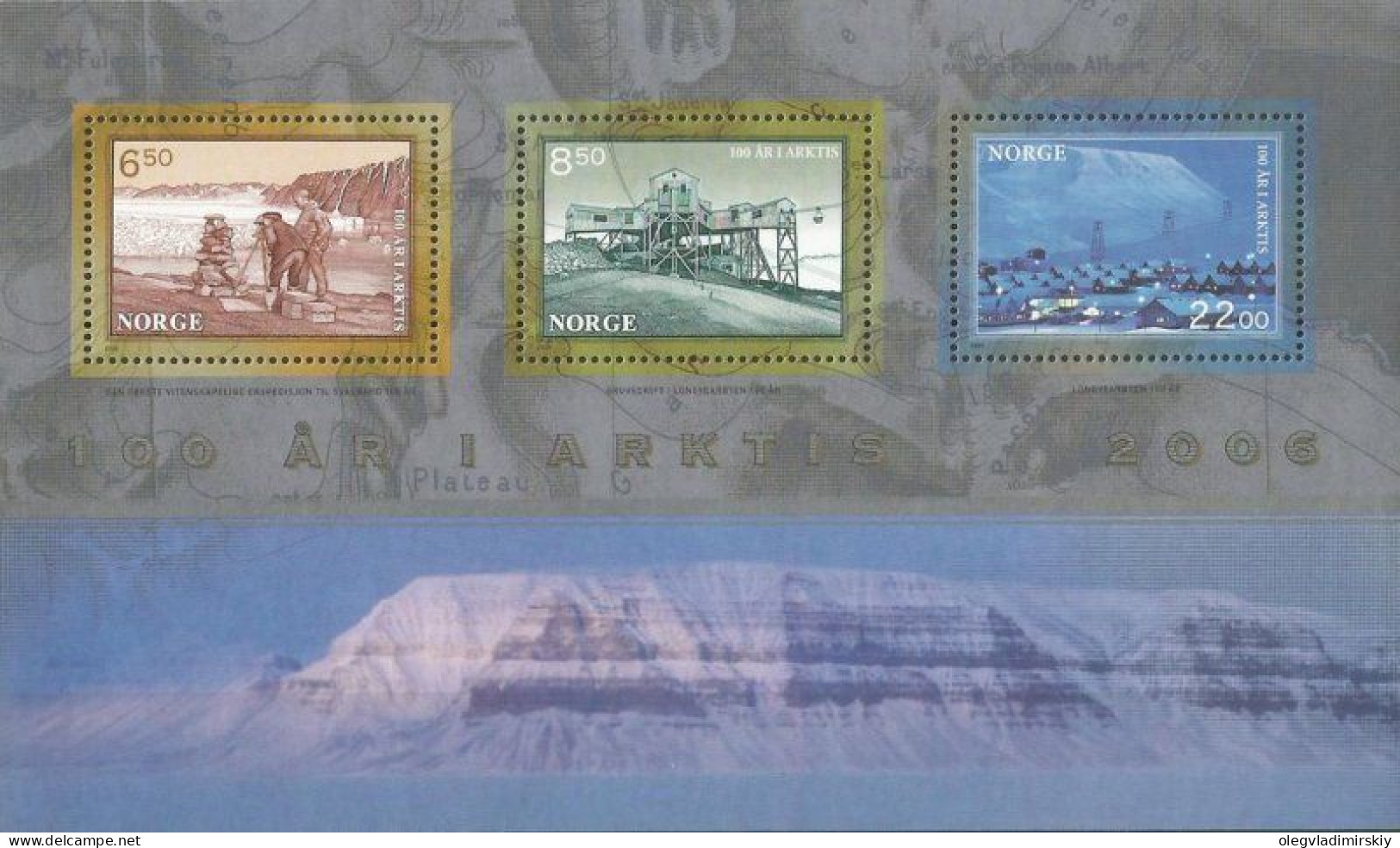 Norway Norvege Norwegen 2006 Svalbard 100th Anniversary Of The First Arctic Expedition Set Of 3 Stamps In Block Mint - Blokken & Velletjes