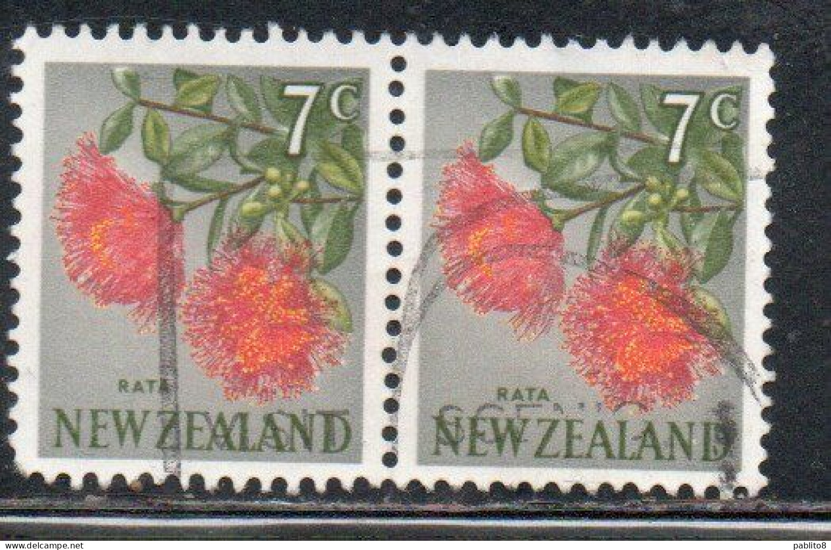 NEW ZEALAND NUOVA ZELANDA 1967 1970 FLORA RATA FLOWER 7c USED USATO OBLITERE' - Oblitérés