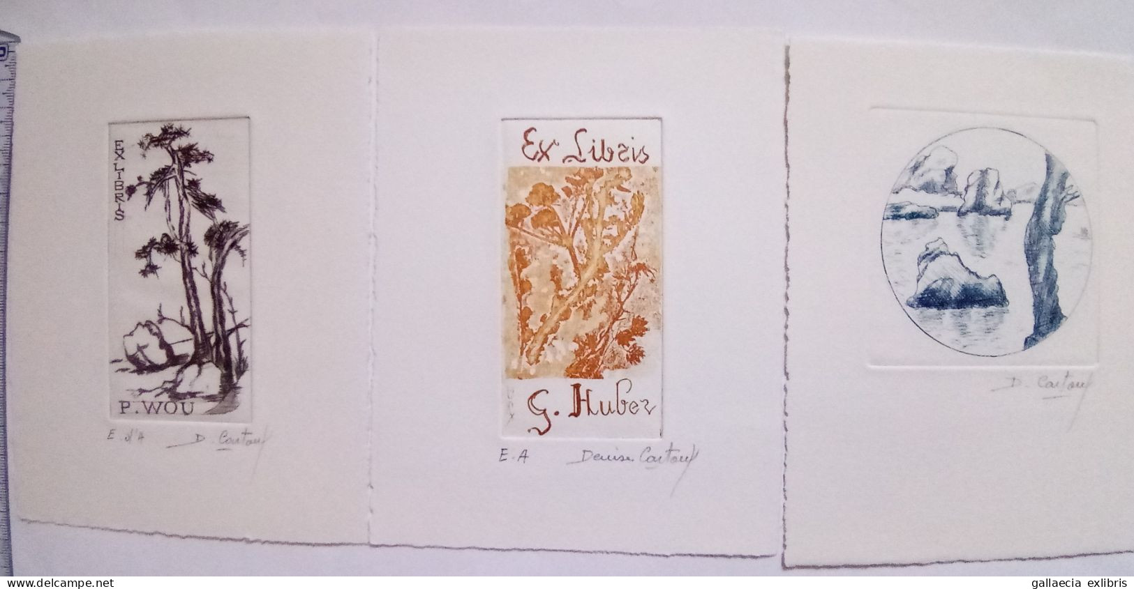 Lot 3 Ex-libris Denise Cartoux, Aix-en-Provence. Nature Arbre. Lot 3 Exlibris Denise Cartoux. Nature Tree - Bookplates