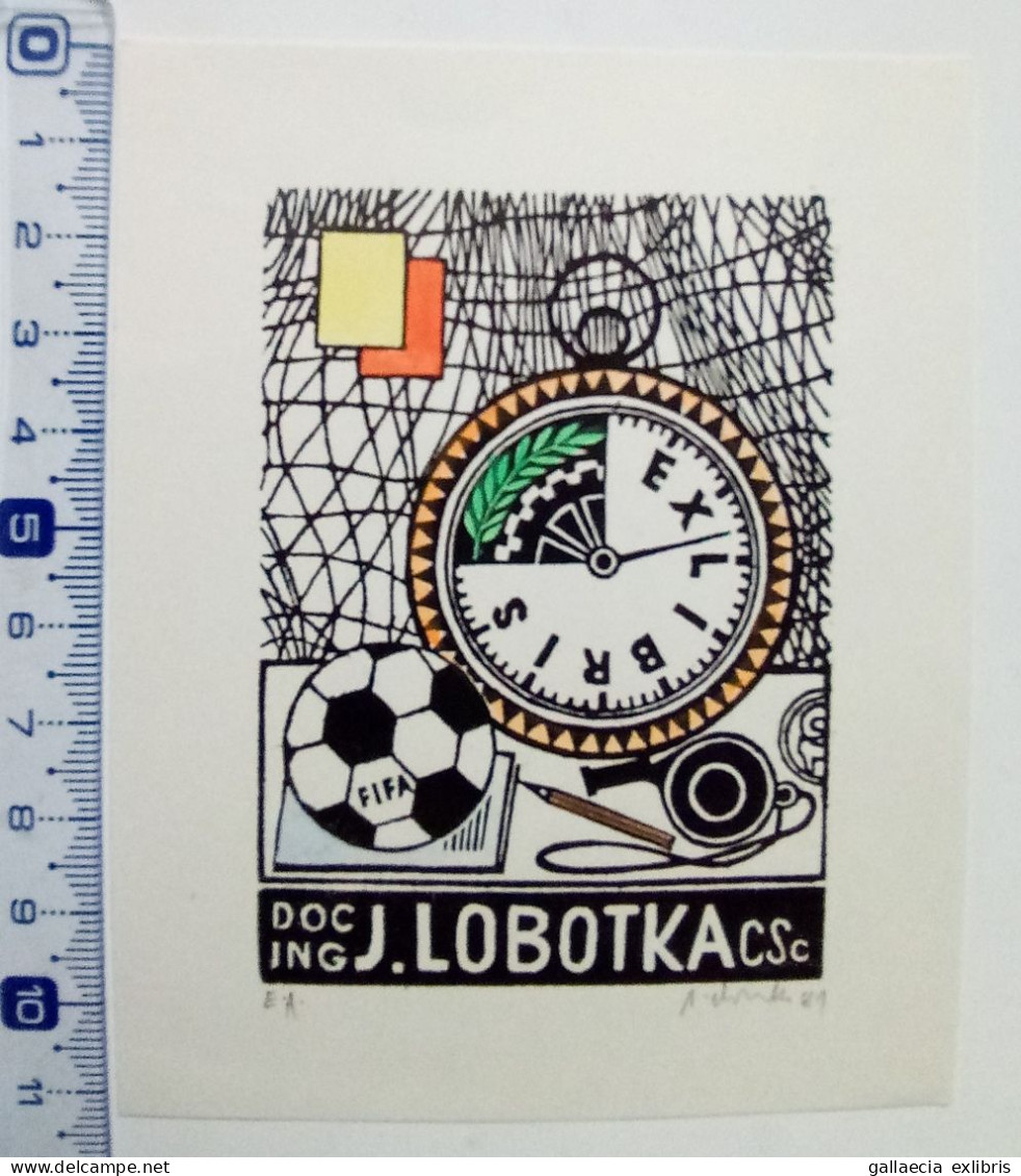 Ex-libris Chrenko. Football Ballon FIFA Sifflet Chronomètre. Exlibris Chrenko. Soccer Ball FIFA Whistle Chronometer - Bookplates