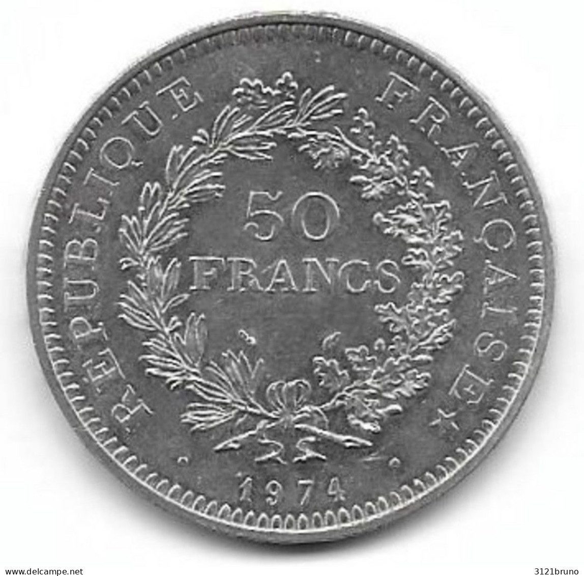 PIECE 50F Hercule Argent Créateur Augustin Dupré 1974 - Altri & Non Classificati