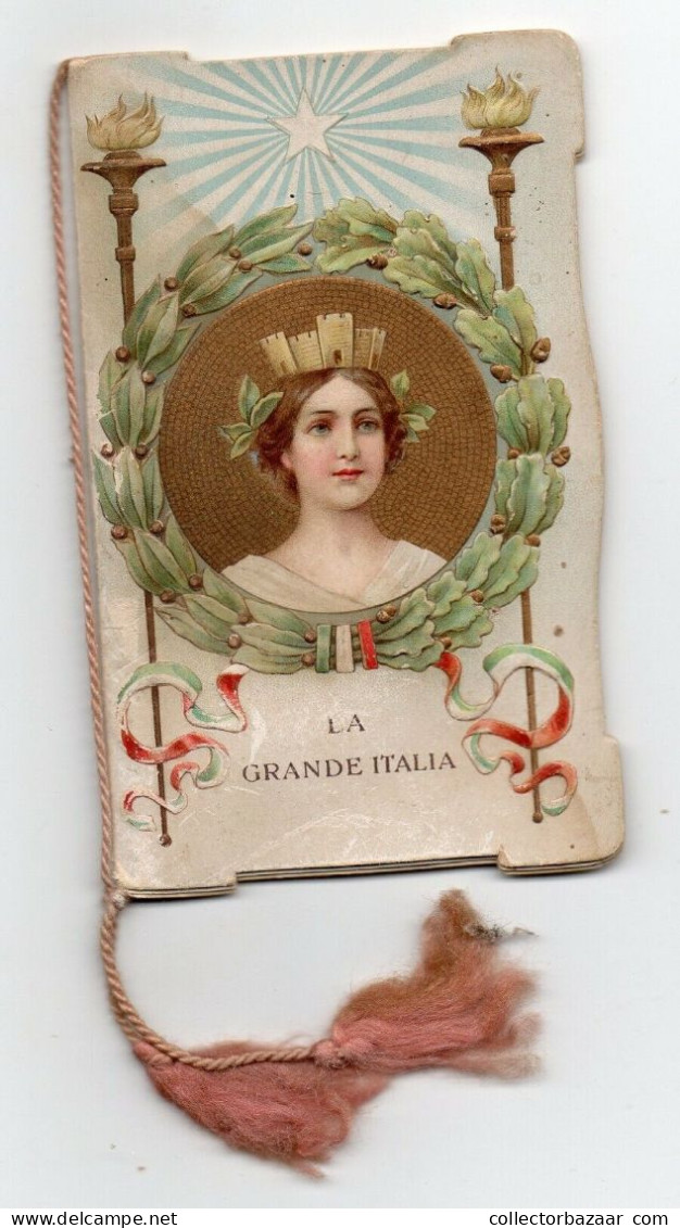 1915 Patriotic Italy pocket almanac calendar chromolithograph postal rates