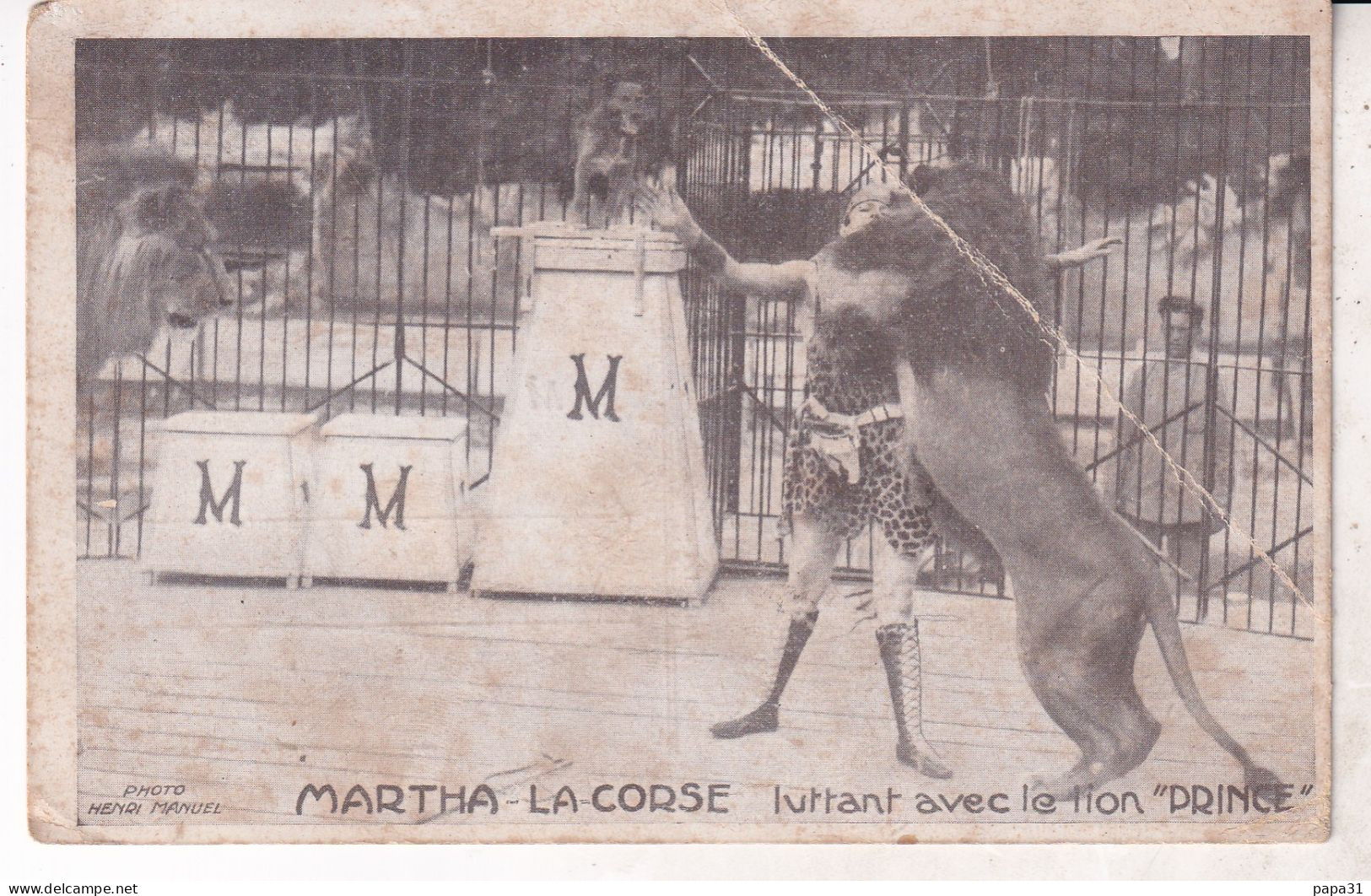 MARTHA LA CORSE Luttant Avec Le Lion " PRINCE " - Cirque