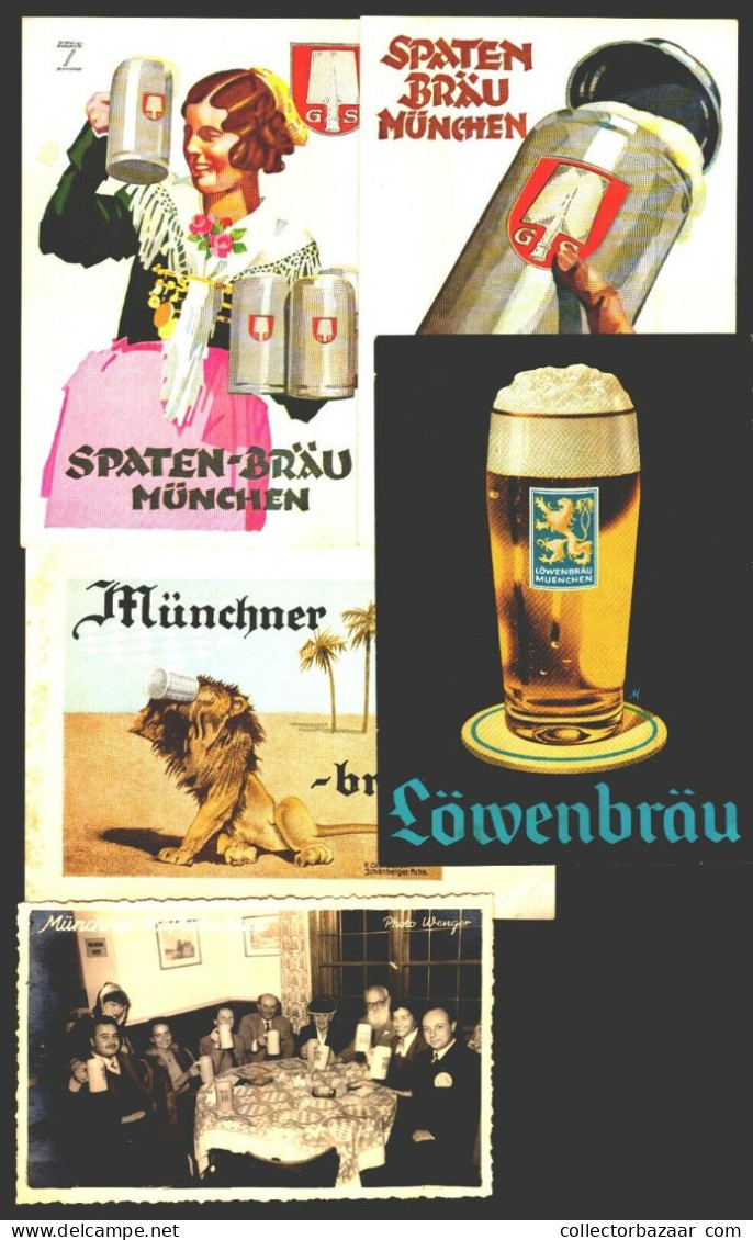 Beer Lot Of 5 Postcards Designed By Ludwig Hohlwein Original Store Photo Munich - Sammlungen & Sammellose