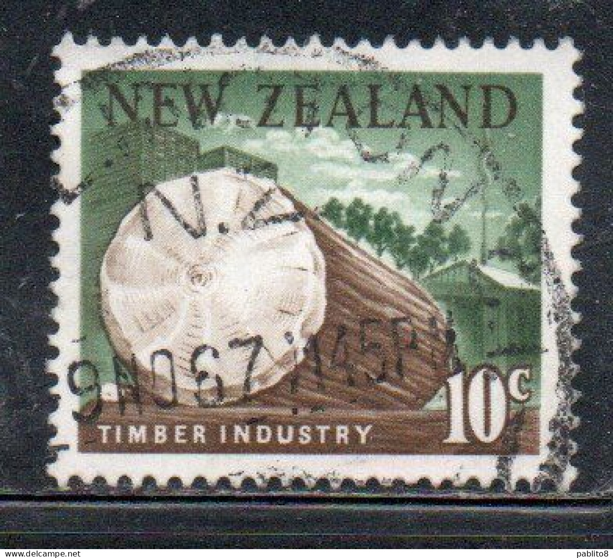 NEW ZEALAND NUOVA ZELANDA 1967 1970 TIMBER INDUSTRY 10c USED USATO OBLITERE' - Oblitérés